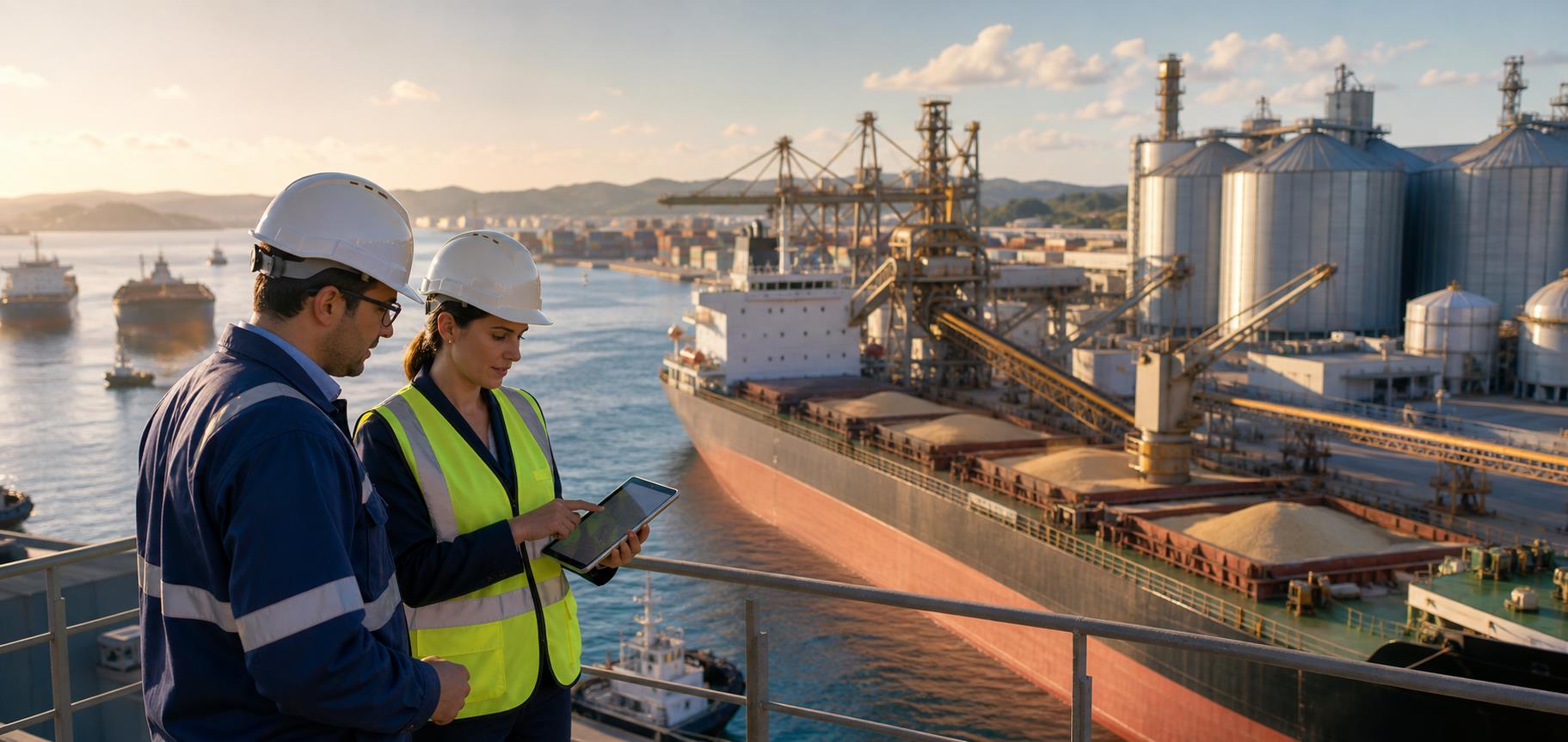 Bulk commodity supply chain at an international port