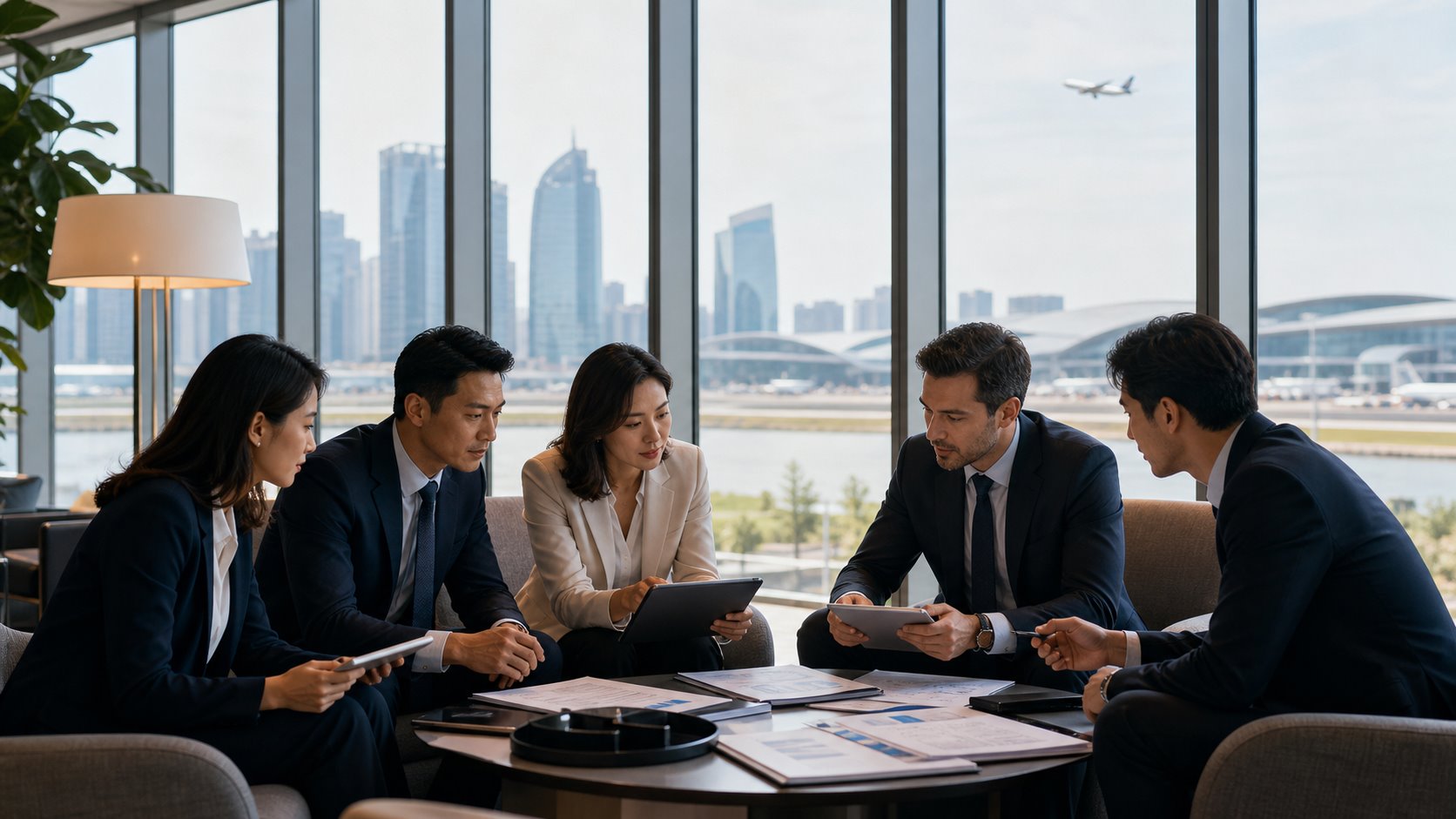 Global expansion strategy meeting with overseas partners